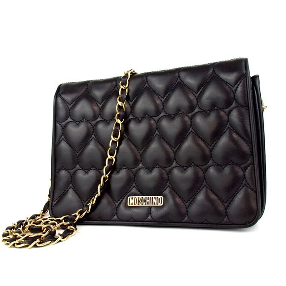 Authentic MOSCHINO Heart Quilting Chain Shoulder Bag leather [Used] - Picture 1 of 13